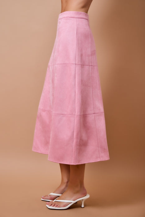 High Waist Suede Midi Skirt