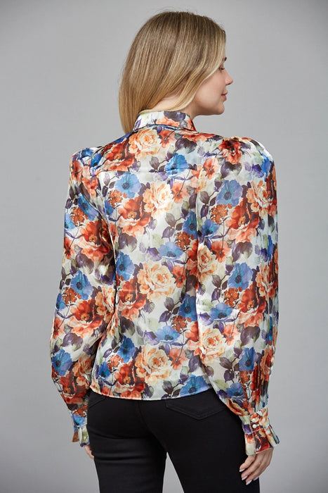 Floral Print Ruffle Button Down