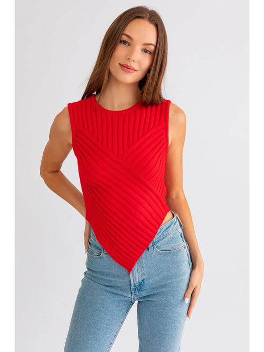 Scarf Hem Sleeveless Sweater Top
