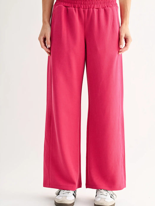 Luxe Sand Wash Rib Wide Leg Pants