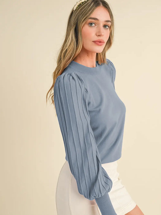 Pleat Puff Sleeve Sweater