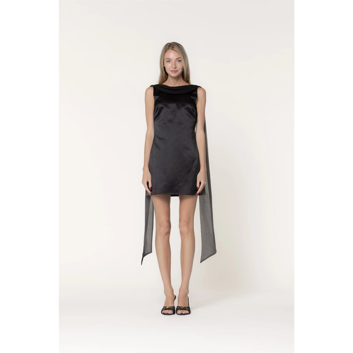 Draped Cowl Neck Mini Dress