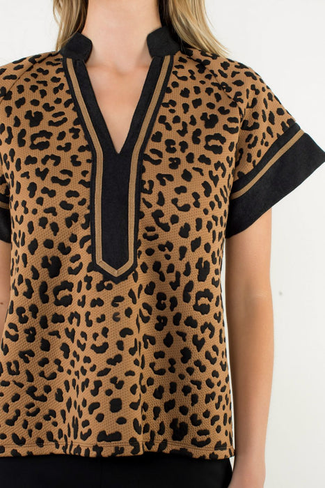 Cheetah Print V-Neck Top
