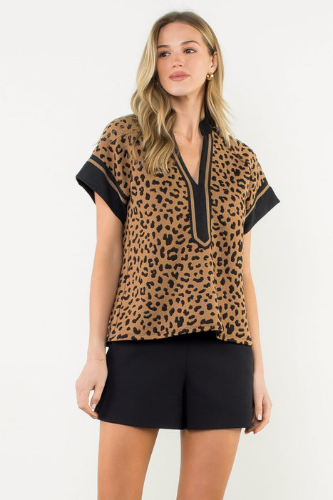 Cheetah Print V-Neck Top