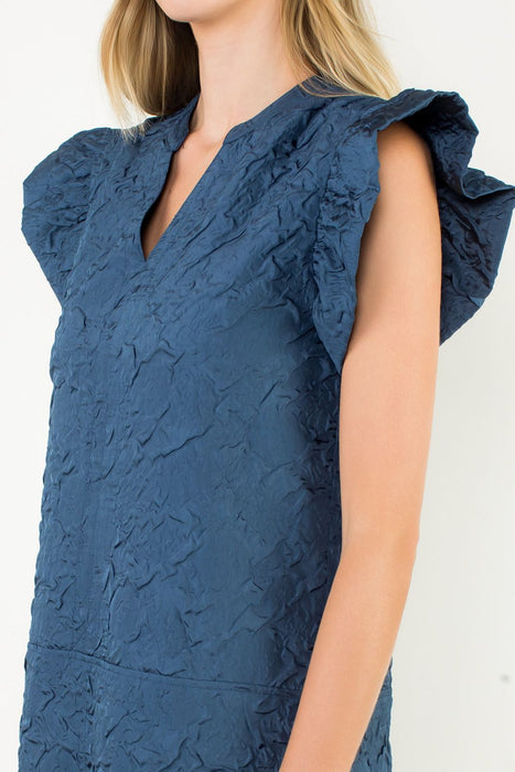 Flutter Sleeve Textured Dress