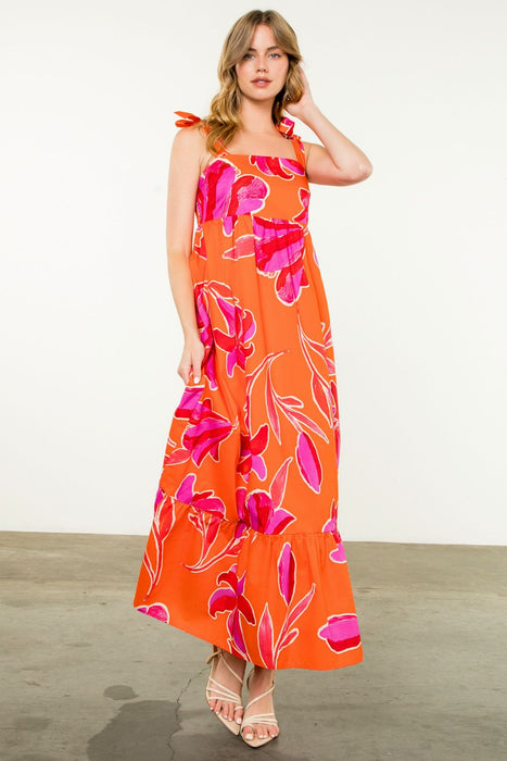 Floral Tie Strap Maxi