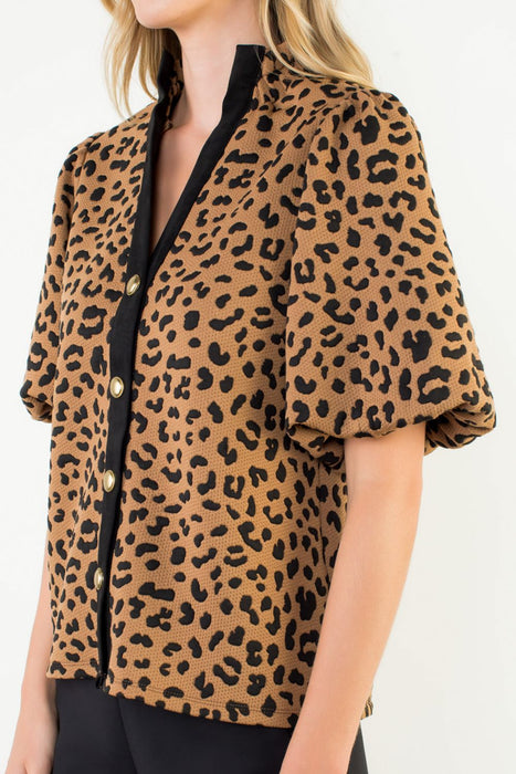 Puff Sleeve Leopard Top
