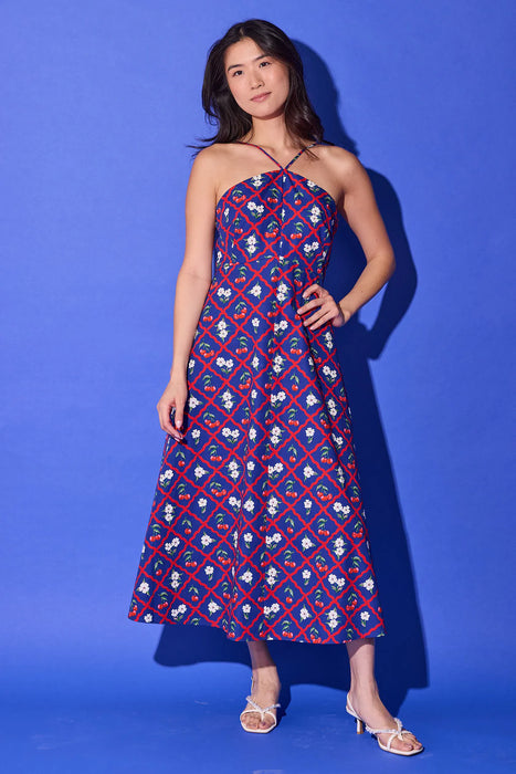 Karin Dress in Navy Cherry