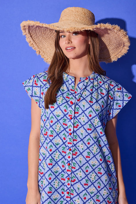 Tucker Dress in Light Blue Cherry