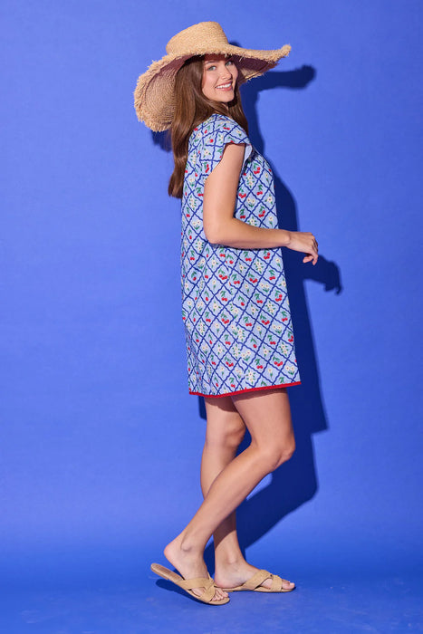 Tucker Dress in Light Blue Cherry