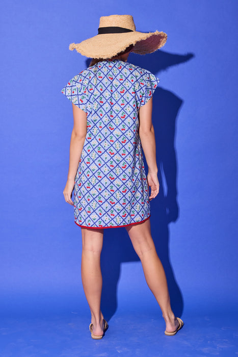 Tucker Dress in Light Blue Cherry