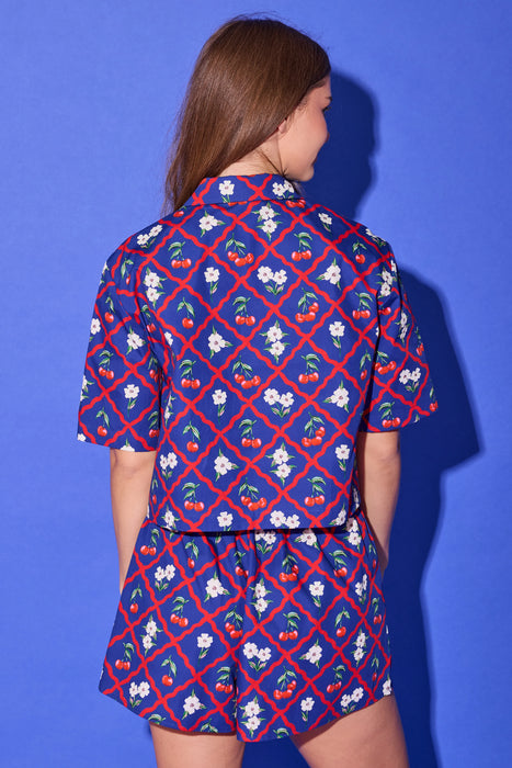 Remi Top in Navy Cherry