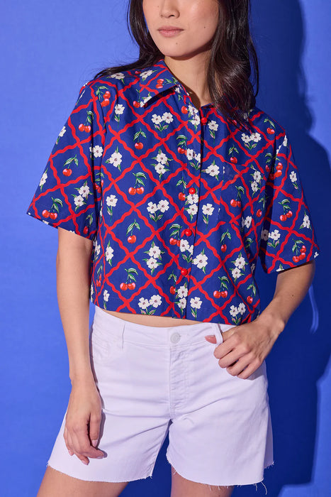 Remi Top in Navy Cherry