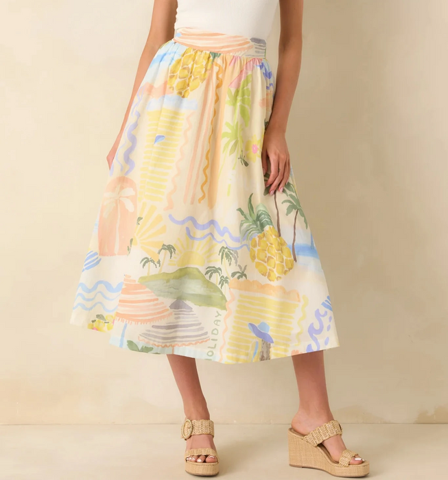 Printed Midi Skirt
