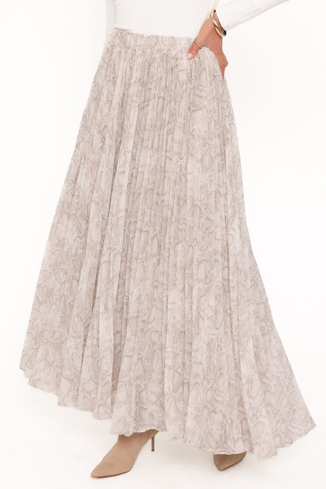 Nicki Pleated Snake Maxi Skirt