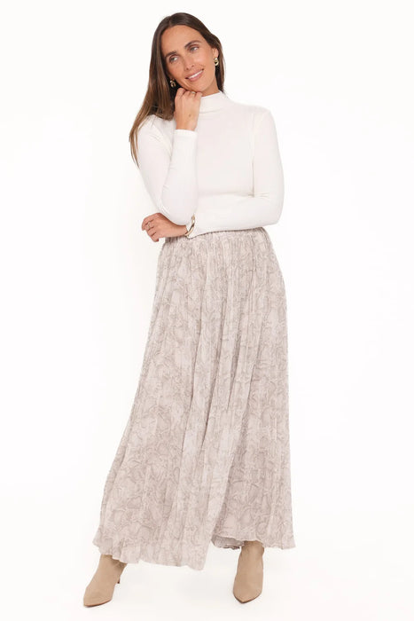 Nicki Pleated Snake Maxi Skirt
