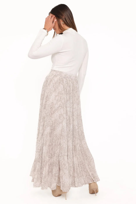 Nicki Pleated Snake Maxi Skirt
