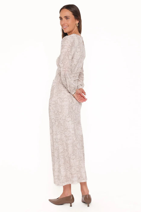 Clemens Mesh Snake Maxi Dress