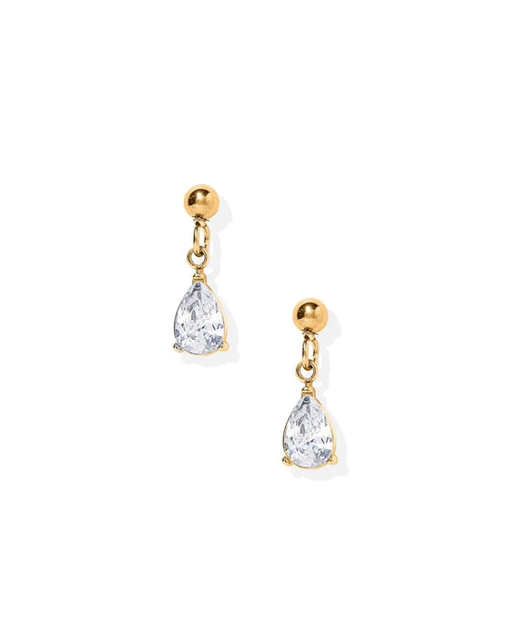 Screwback Stud Earrings - Millie Teardrop CZ Gold