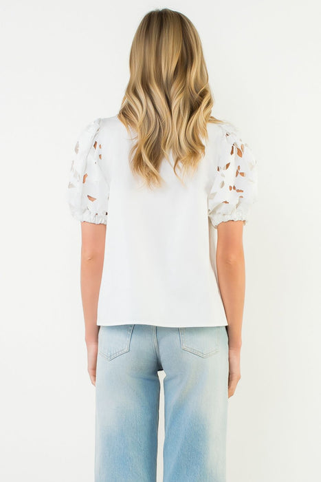 Eyelet Puff Sleeve Blouse