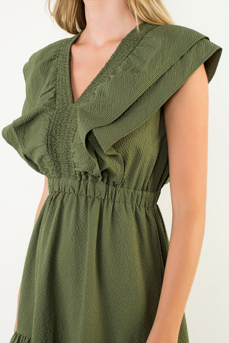 Flutter Sleeve Textured Maxi Dress