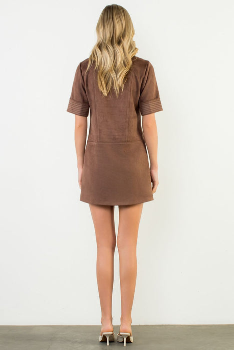 Suede Short Sleeve Dress
