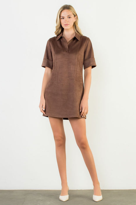 Suede Short Sleeve Dress