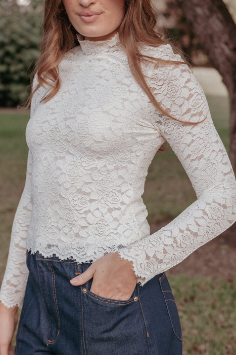 Beatriz Lace High Neck Top