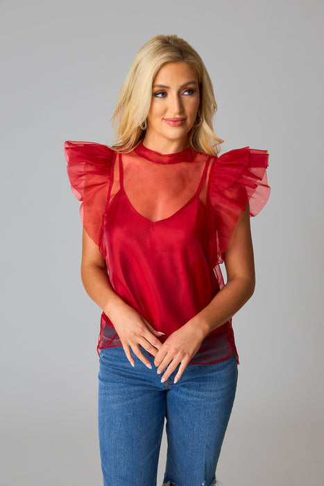 Kaycee Organza Ruffle Top