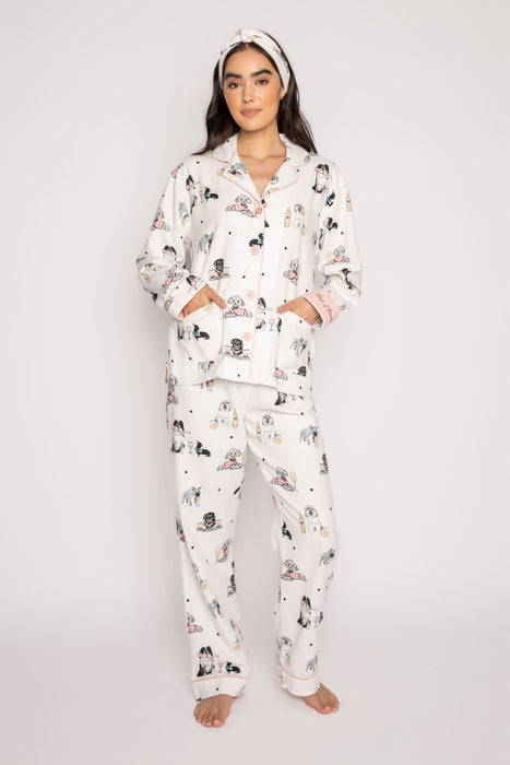 Pajamas Sets Womens Flannel Pajamas With Dogs Dog And Wine PJ Set