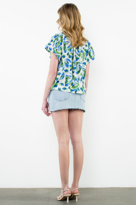 Abstract Flutter Sleeve Top