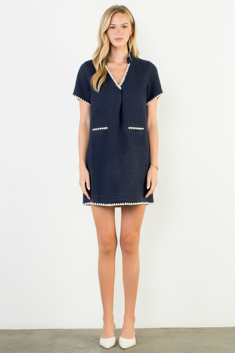 Short Sleeve Textured Mini Dress