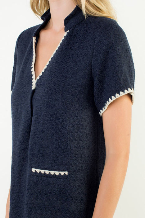 Short Sleeve Textured Mini Dress