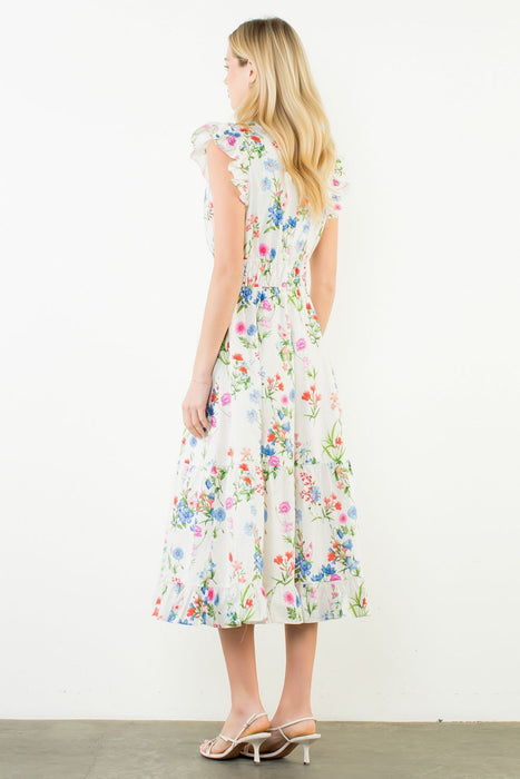 Ruffle Sleeve Floral Tiered Dress