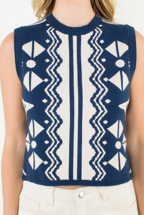 Sleeveless Pattern Sweater