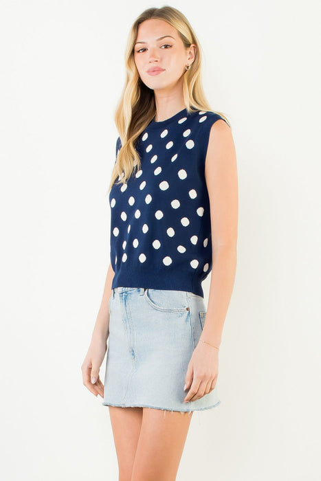 Sleeveless Polka Dot Knitted Top