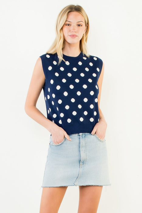 Sleeveless Polka Dot Knitted Top