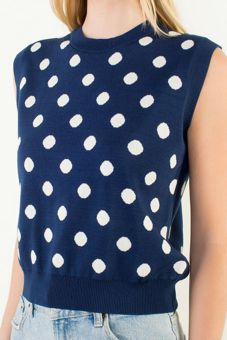 Sleeveless Polka Dot Knitted Top